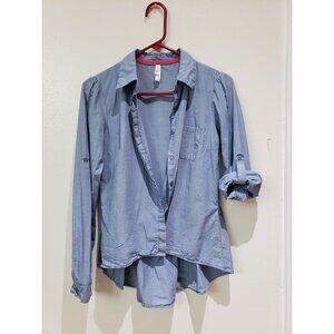 Xhilaration high low, 100% cotton, button tab sleeve shirt, size medium